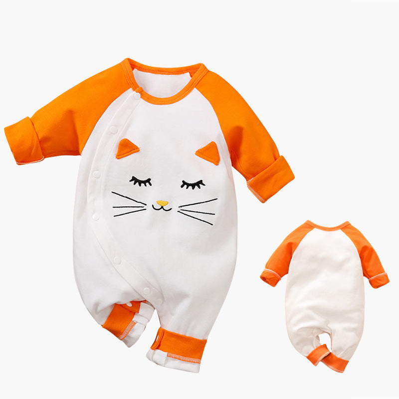 Baby Cartoon Crawling Clothing Cotton Long-sleeved Breasted Romper