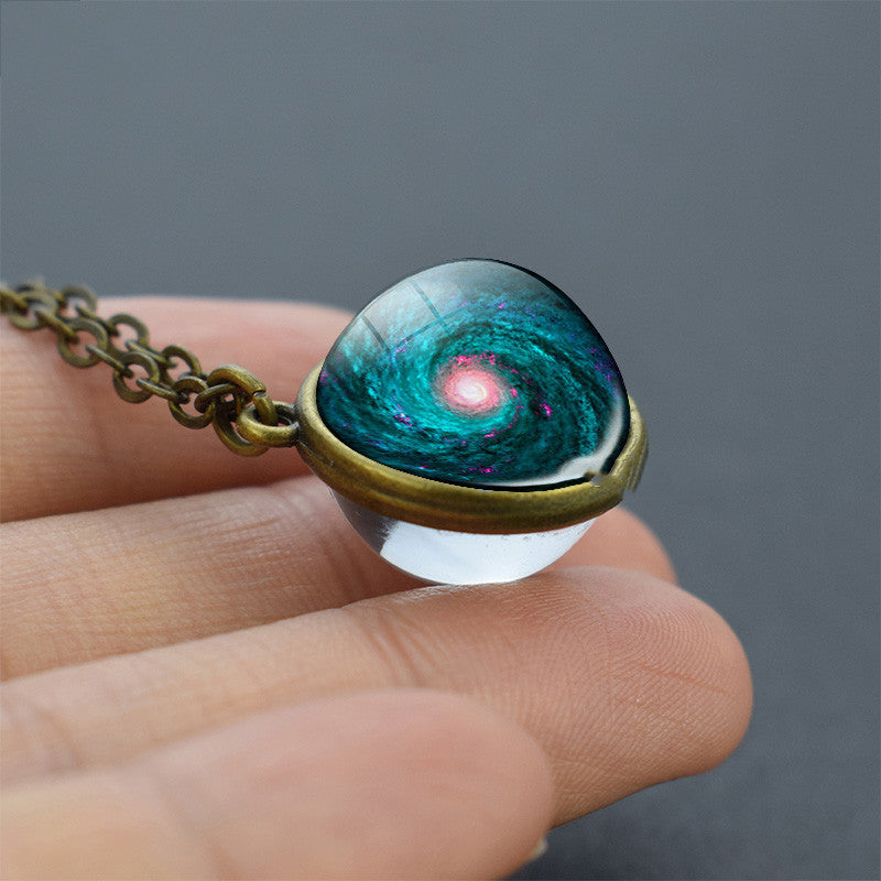 Nebula Galaxy Double Sided Pendant Necklace