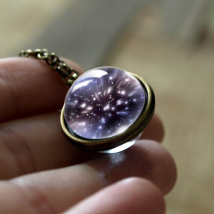 Nebula Galaxy Double Sided Pendant Necklace