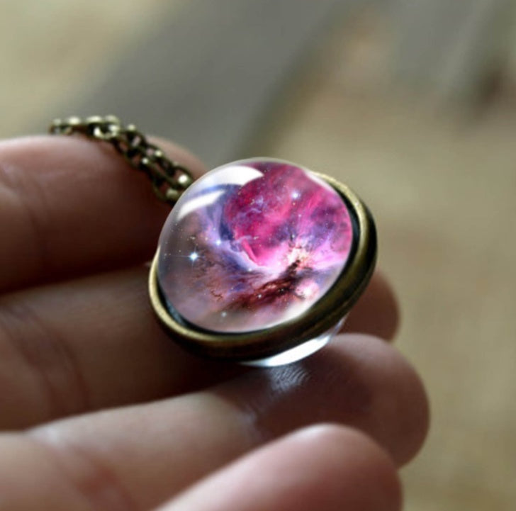 Nebula Galaxy Double Sided Pendant Necklace