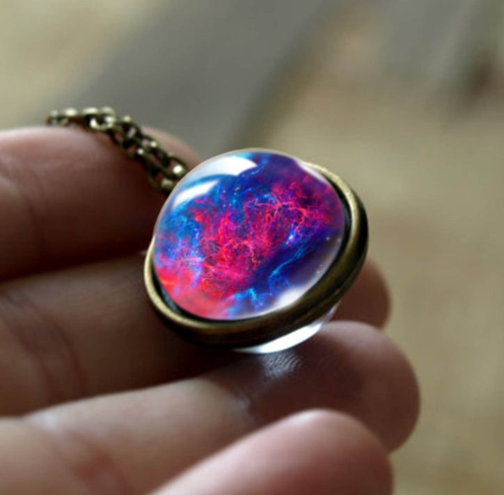 Nebula Galaxy Double Sided Pendant Necklace