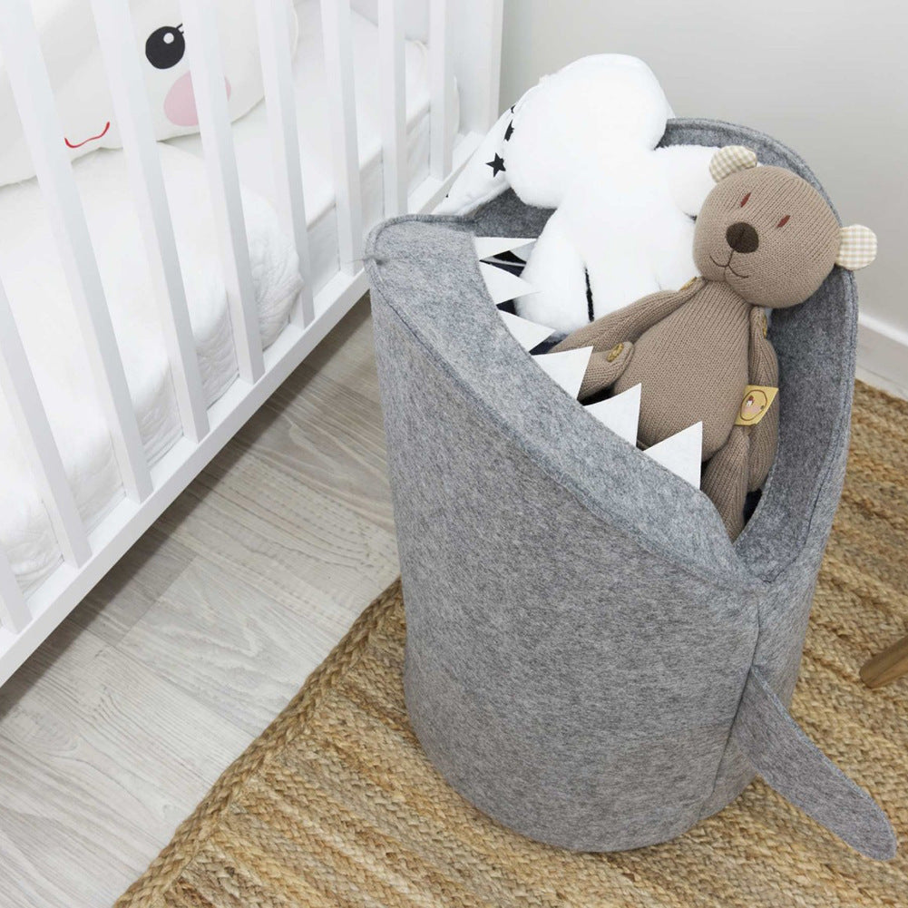 Cute Shark Shaped Kids Toy Storage Basket Multi-Functional Premium Felt Home Laundry for Baby Toys and Clothing