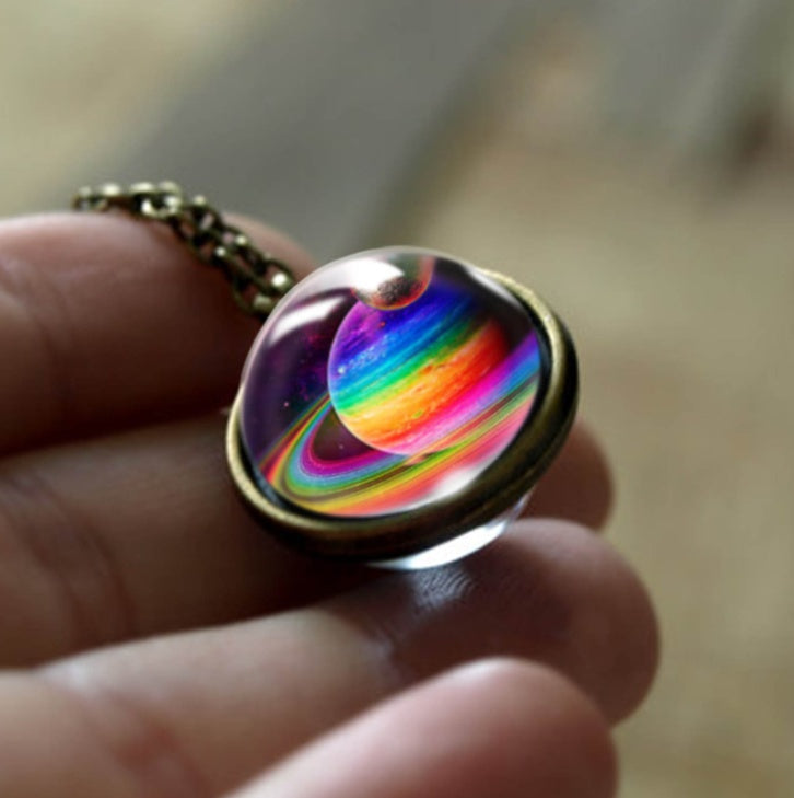 Nebula Galaxy Double Sided Pendant Necklace