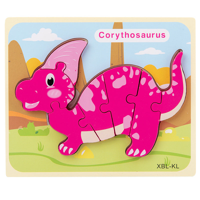 Baby Wooden Cartoon Dinosaur 3D Puzzle Jigsaw for Kids Montessori Early Learning Educational Puzzle Toys