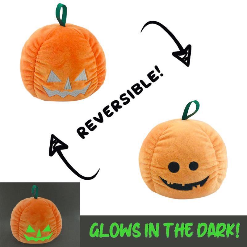 Halloween Luminous Plush Toys Creative Cute Reversible Ghost Pumpkin Plush Toy Kids Children Gift Two-sided Flip Children's Toys