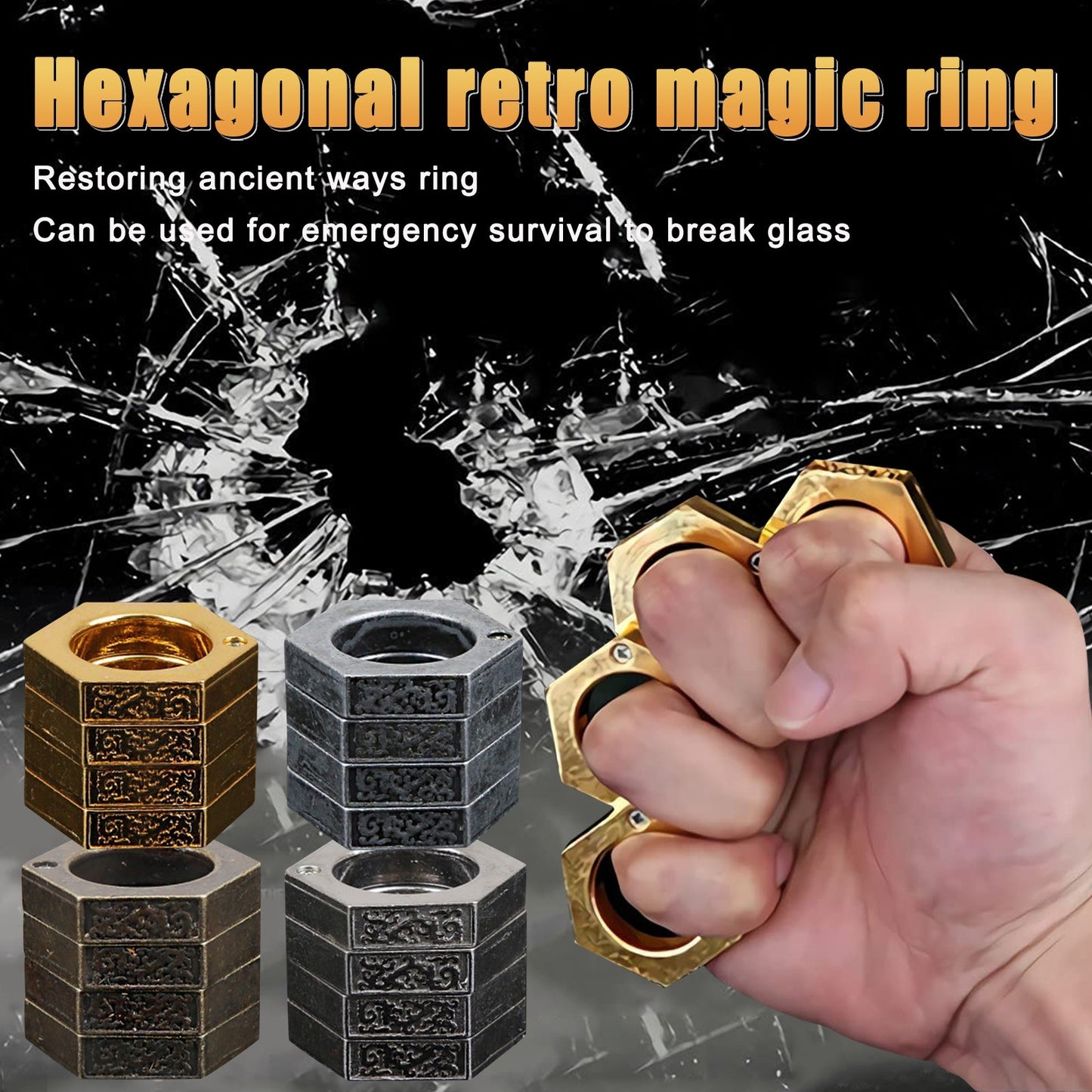 Hard Self Defense Ring Emergency Window Breaker Round Hex Ring Finger Buckle Ring Outdoor Climbing Finger Buckle Ring