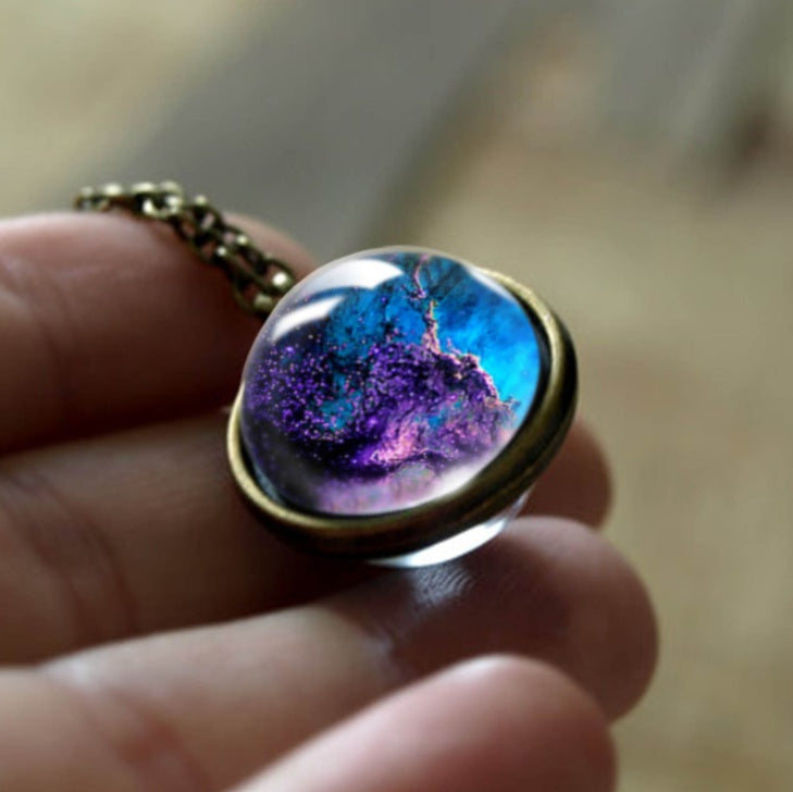 Nebula Galaxy Double Sided Pendant Necklace