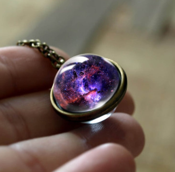 Nebula Galaxy Double Sided Pendant Necklace