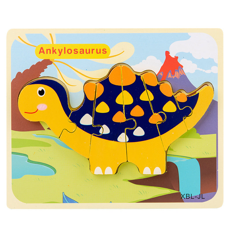 Baby Wooden Cartoon Dinosaur 3D Puzzle Jigsaw for Kids Montessori Early Learning Educational Puzzle Toys