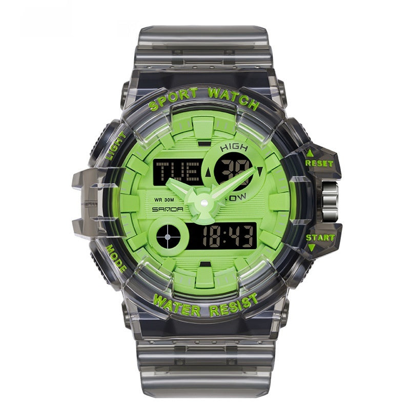 Trendy Sports Electronic Watch Fashion Double Display Large Dial Luminous Waterproof Unisex