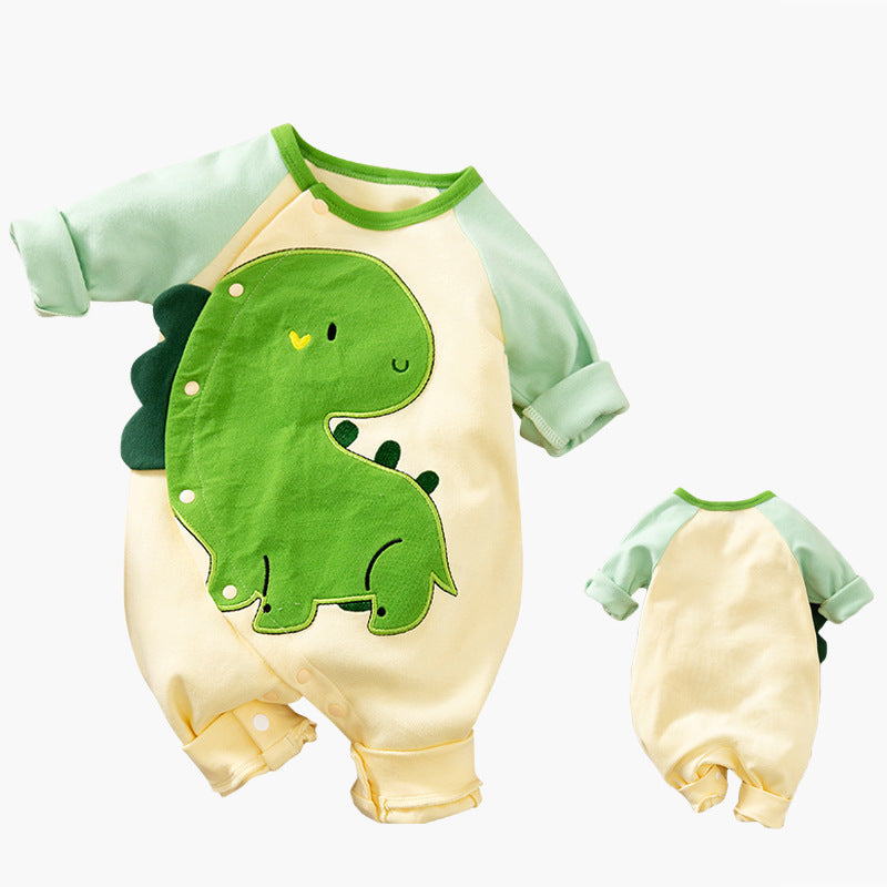 Baby Cartoon Crawling Clothing Cotton Long-sleeved Breasted Romper