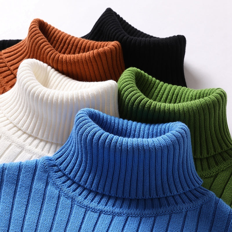 Turtleneck Sweater Men Women Ins Fashion Solid Striped Bottoming Sweater Autumn And Winter Tops Clothing