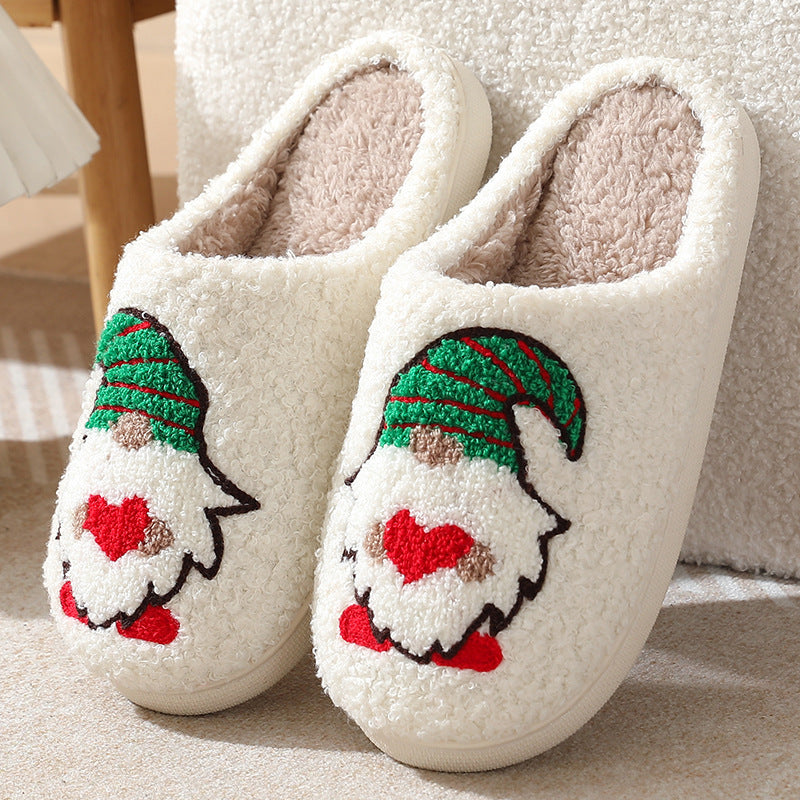 Cute Cartoon Santa Claus Home Slippers Couple Indoor Floor Bedroom Slipper Christmas Warm Shoes Women Men