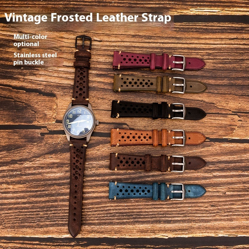 20mm Watch First Layer Cow Leather Watch Strap Retro Comfort